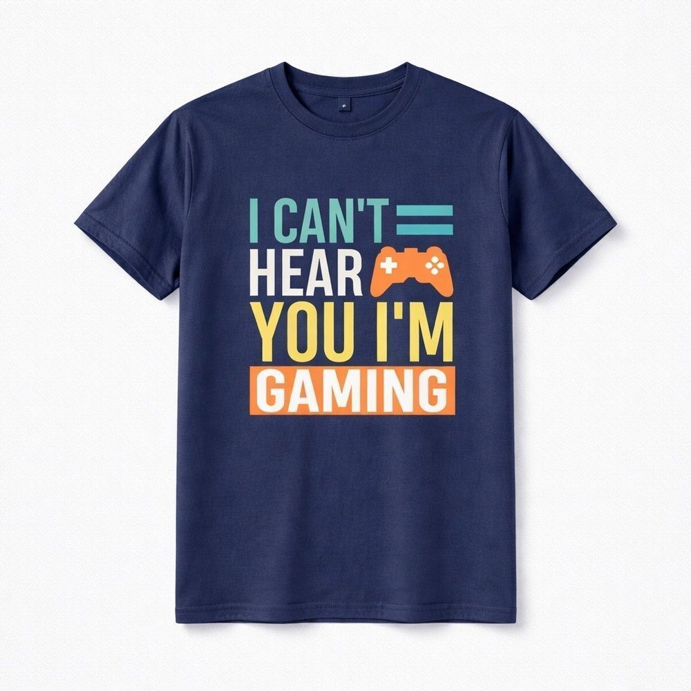 NWat Unisex Black Gaming I Can’t Hear You Graphic Short Sleeve Tee - Size Large - Picture 2 of 4